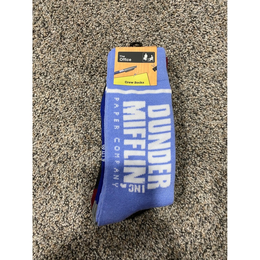 The Office Crew Socks Unisex One Size Multicolor New Dunder Mifflin 3-Pack